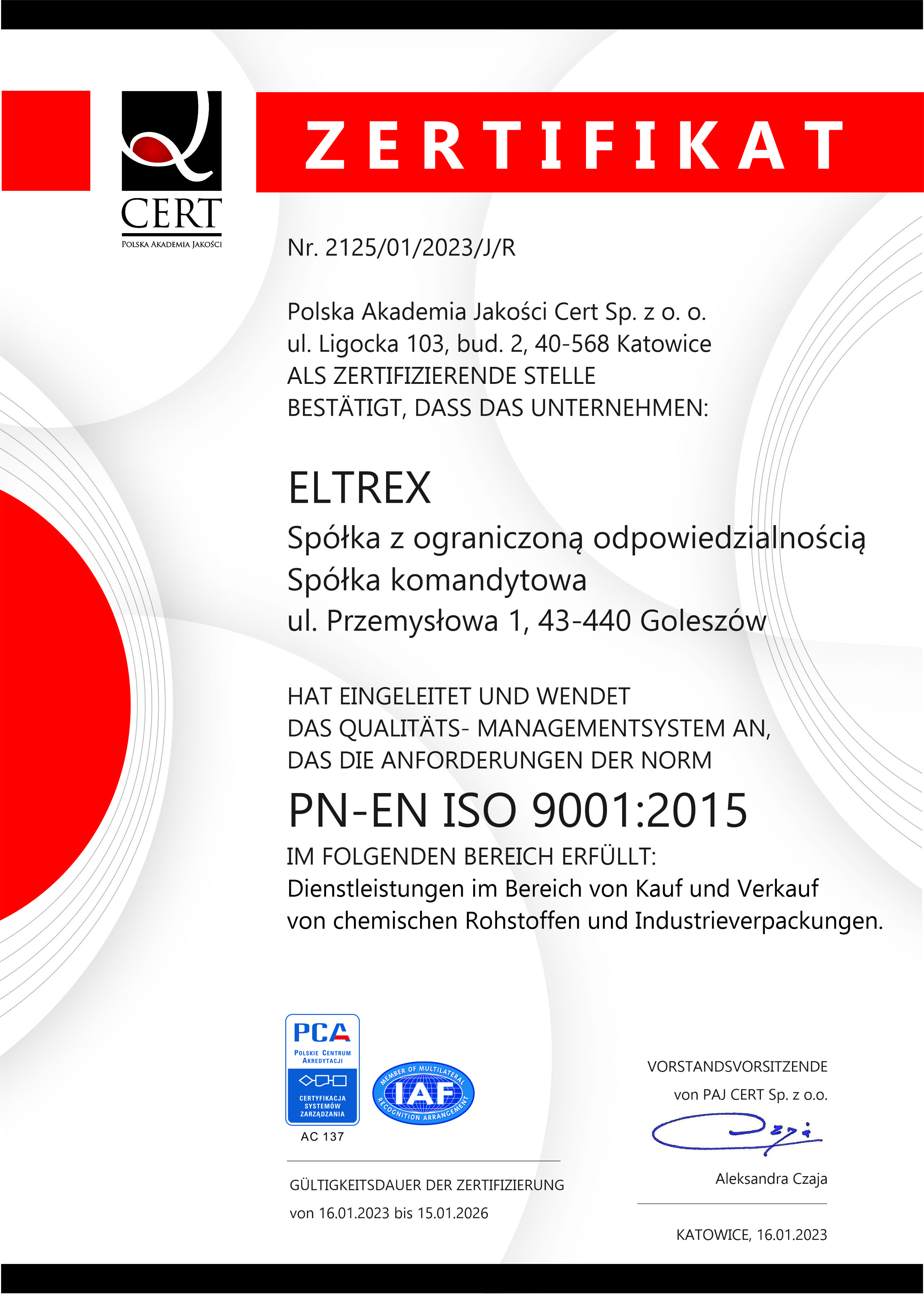 ISO 9001:2015 in Deutsch